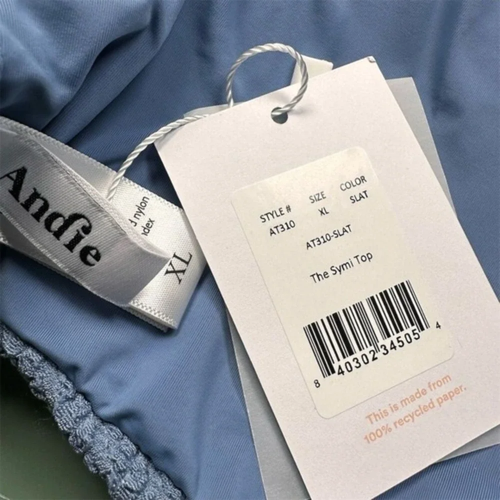 NWT Andie Women's XL Slate Blue Symi‎ Bikini Top Textured Swim Beach Summer
